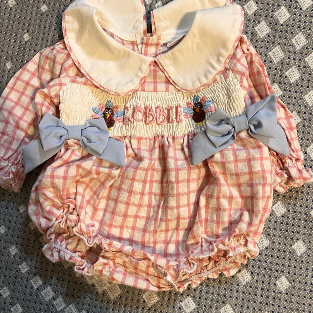 Pink and White Checkered Baby Romper